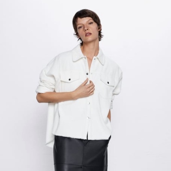 Zara Other - Zara, Medium, Cream Corduroy Shacket/Shirt